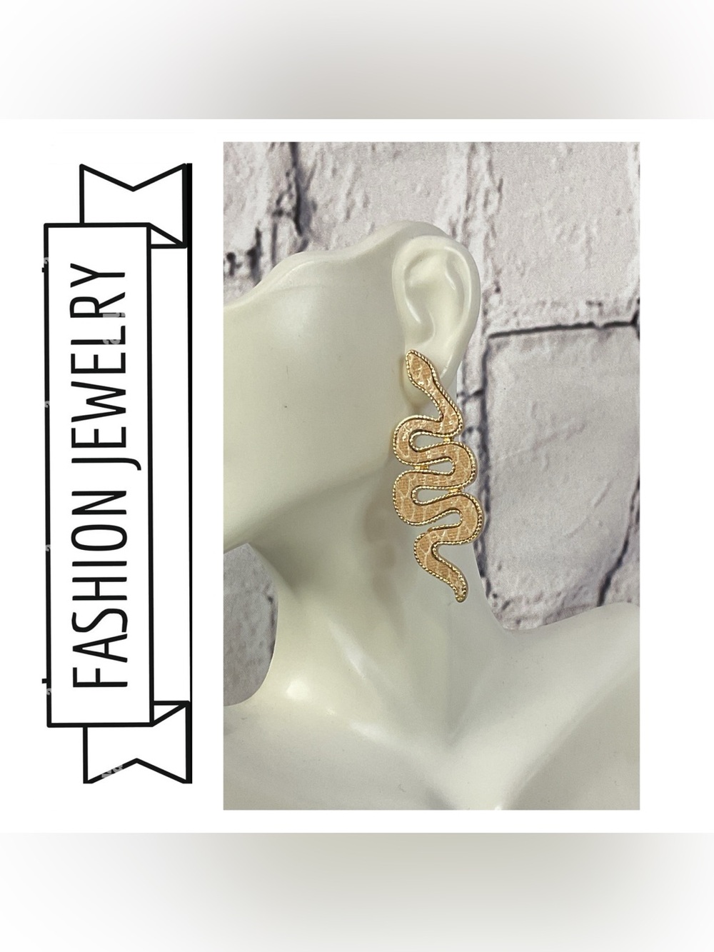 🌟🌟 Gold Snake Drop Statement Earrings